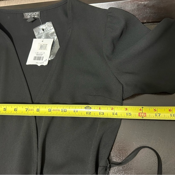 NWT Topshop Women’s Surplice Wrap Mini Dress Long Sleeve Black Sz 4 - Picture 13 of 16